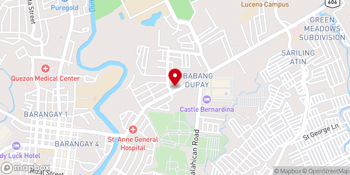 Map showing location of St. Isidore Parish Church - Ibabang Dupay, Lucena City, Quezon (Diocese of Lucena)