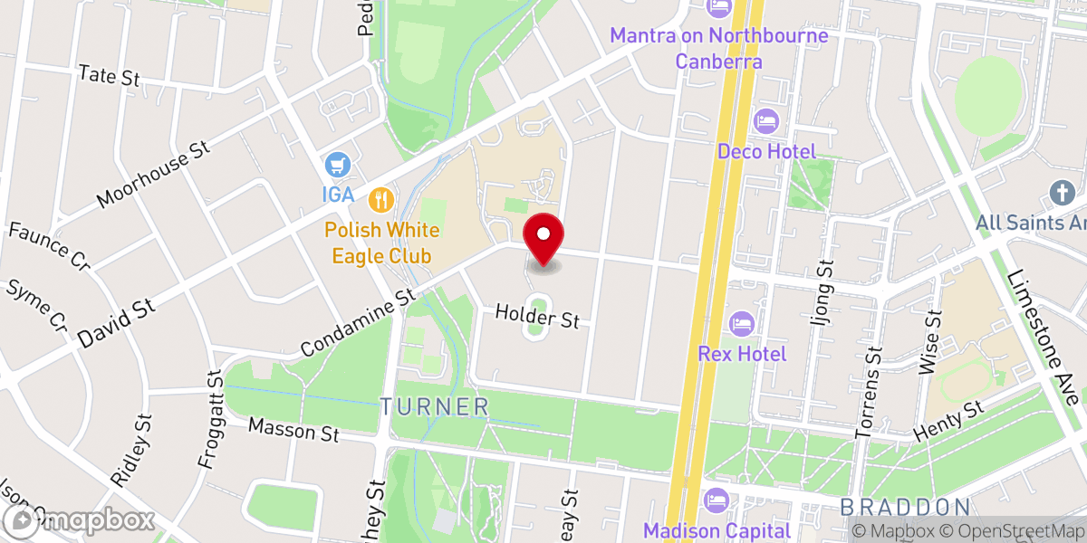 Map showing location of North Canberra Baptist Church