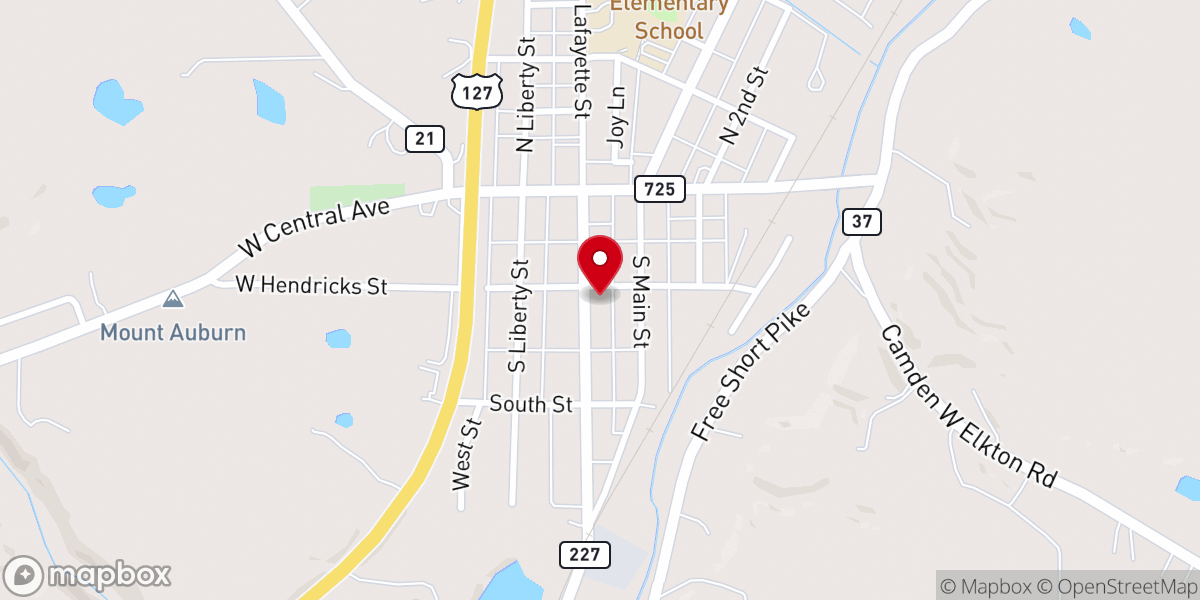 Map showing location of Camden United Methodist Church