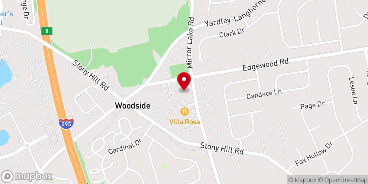 Map showing location of Woodside Presbyterian Church