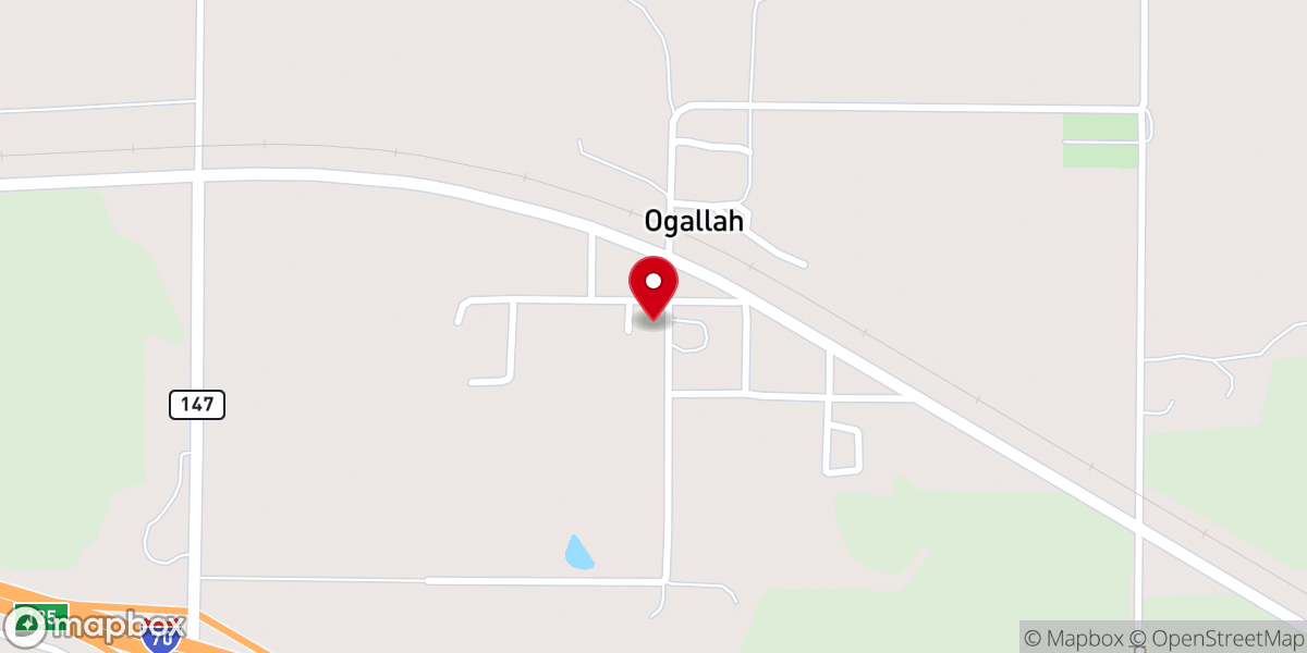 Map showing location of Ogallah Christian Church