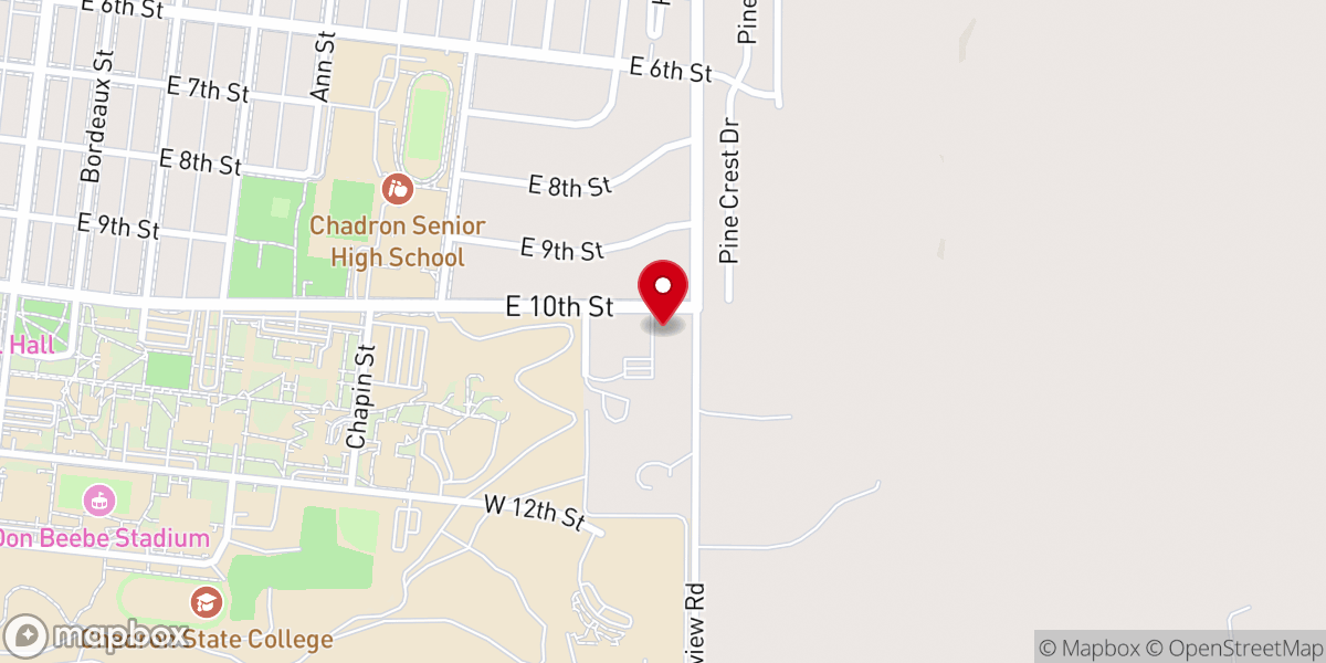 Map showing location of Ridgeview Bible Church