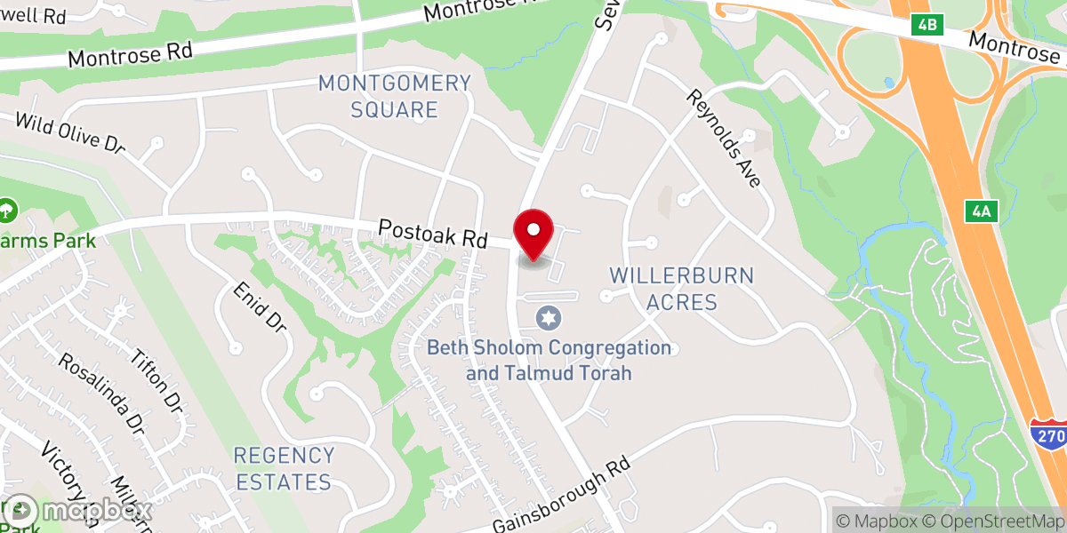 Map showing location of Seven Locks Baptist School