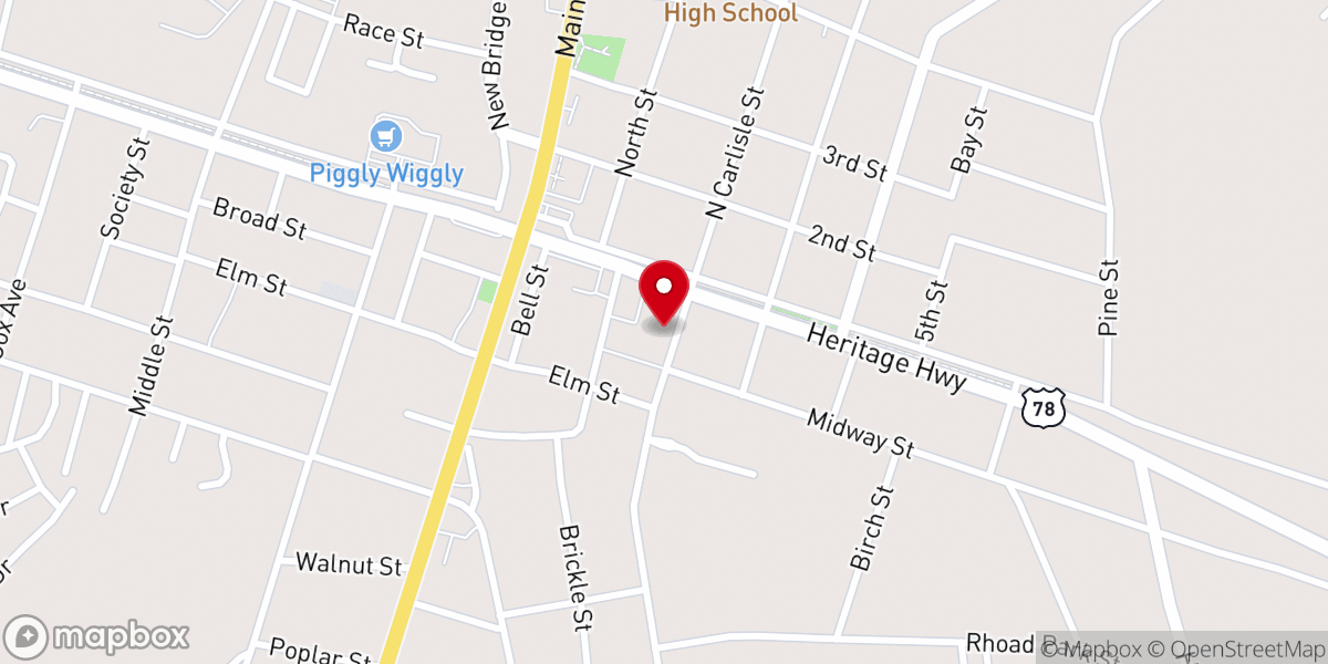 Map showing location of Bamberg First Baptist Church