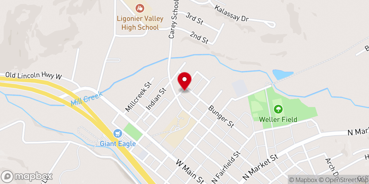 Map showing location of Ligonier Church of Christ