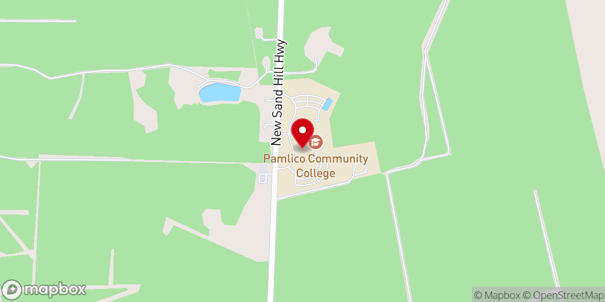 Map showing location of Pamlico Community College