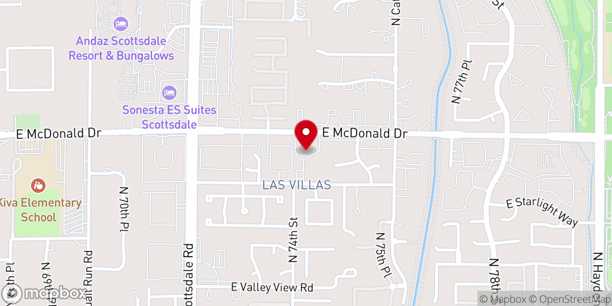 Map showing location of First Christian Church Scottsdale