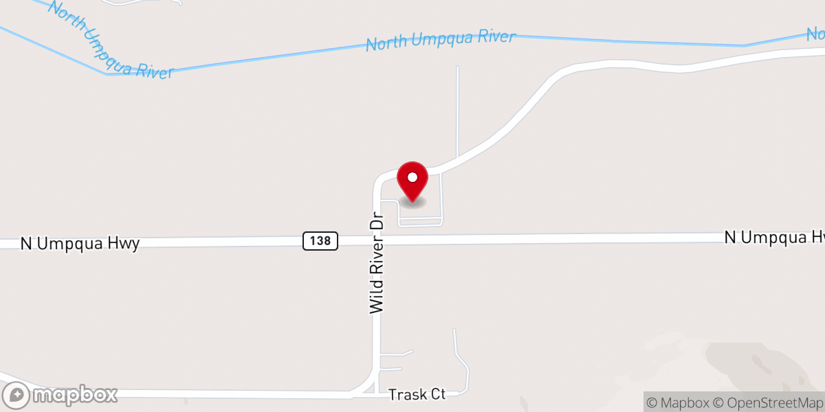 Map showing location of North Umpqua Bible Fellowship