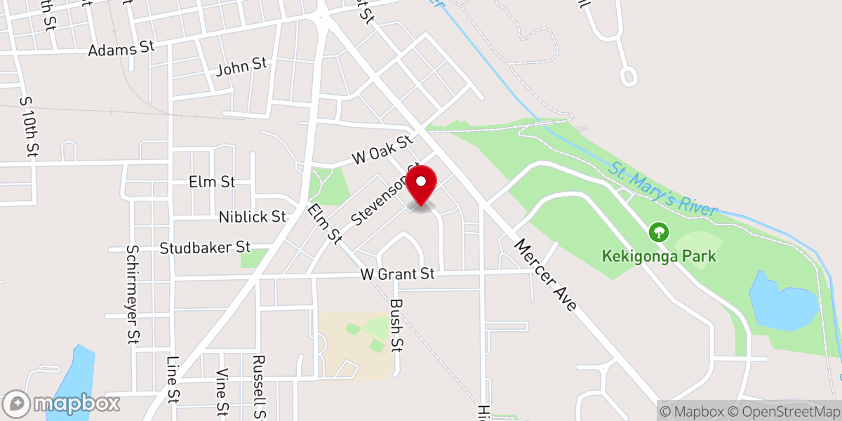 Map showing location of North Adams Church of Christ