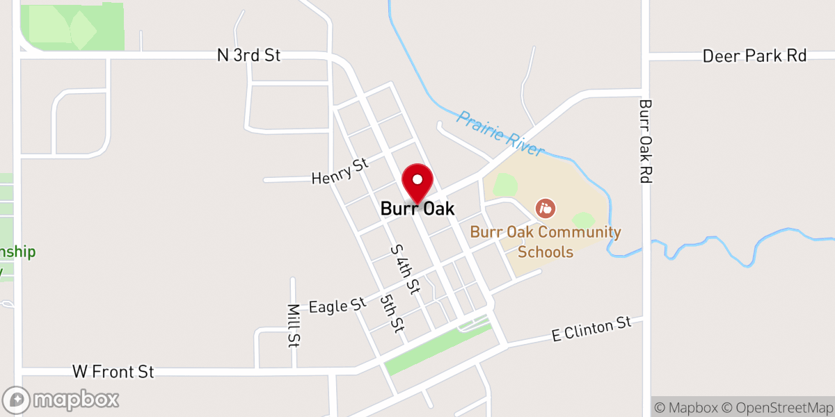 Map showing location of Burr Oak