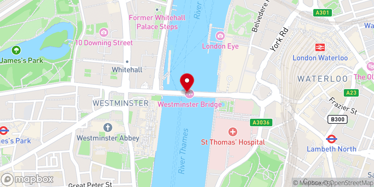 Map showing location of Westminster Bridge