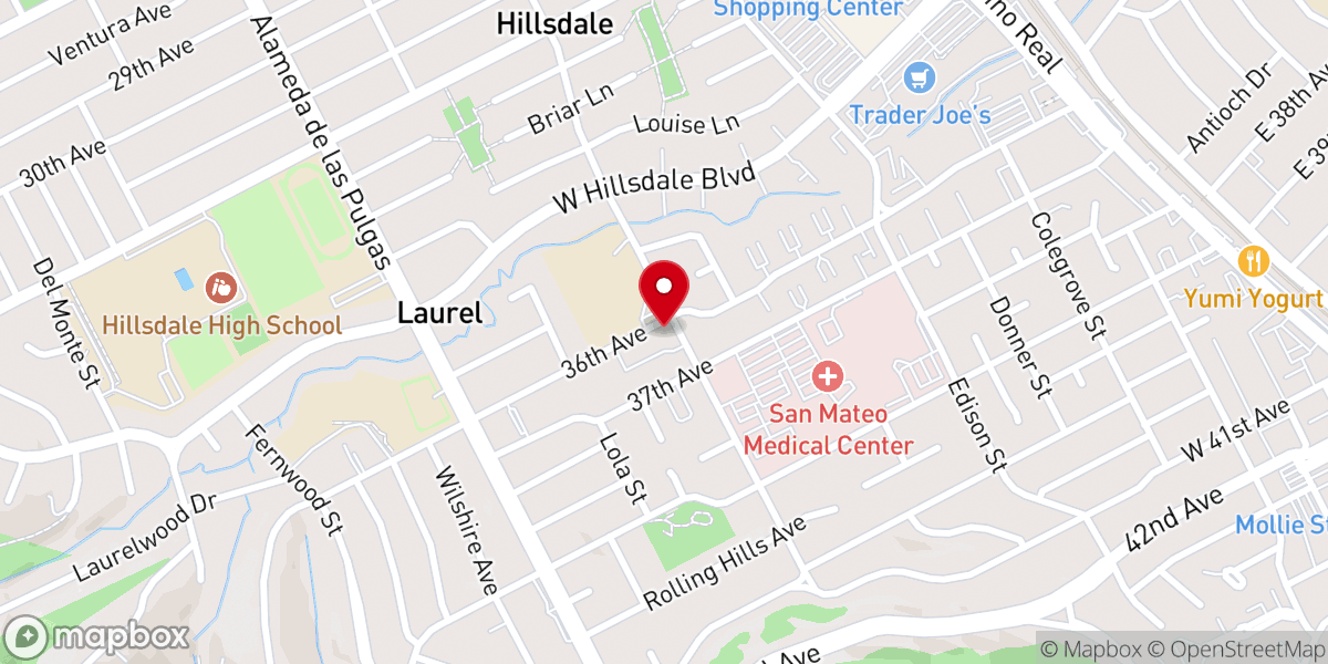 Map showing location of Hillsdale United Methodist Church