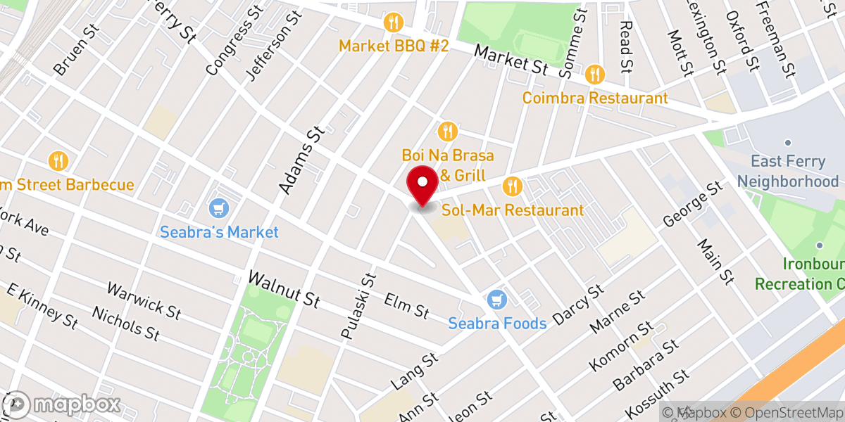 Map showing location of St. Stephan's Church (Ironbound, Newark, New Jersey)