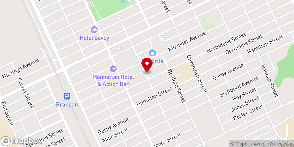 Map showing location of Brakpan Methodist Church