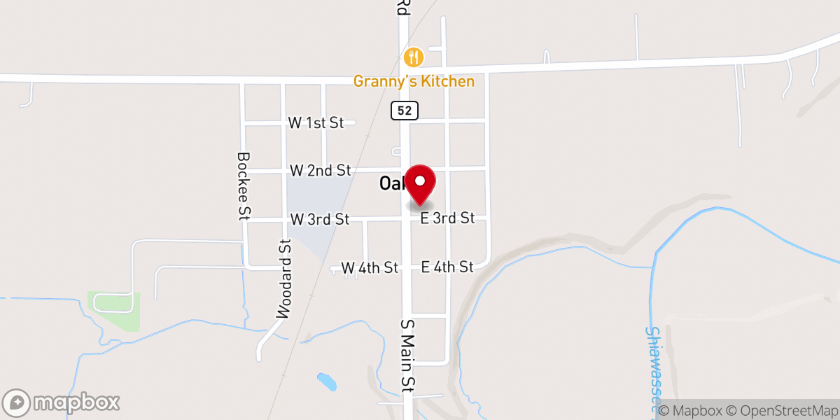 Map showing location of Oakley Community Church