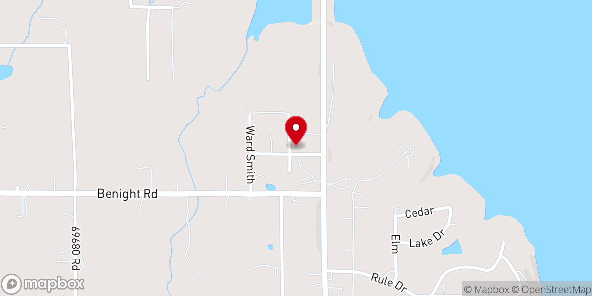 Map showing location of Oak Hill Church