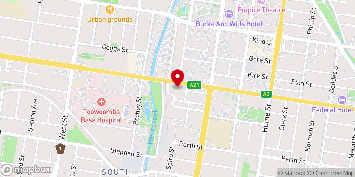 Map showing location of Presence Church Toowoomba