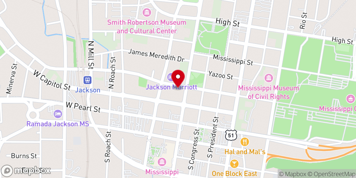 Map showing location of Catholic Diocese of Jackson