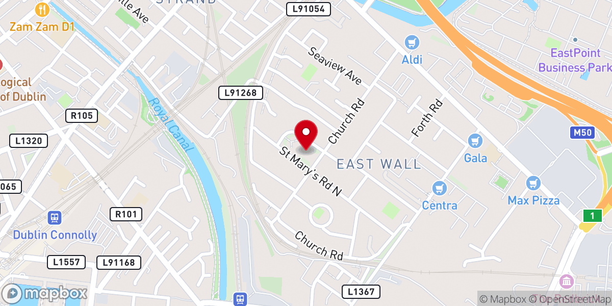 Map showing location of St Joseph's Church