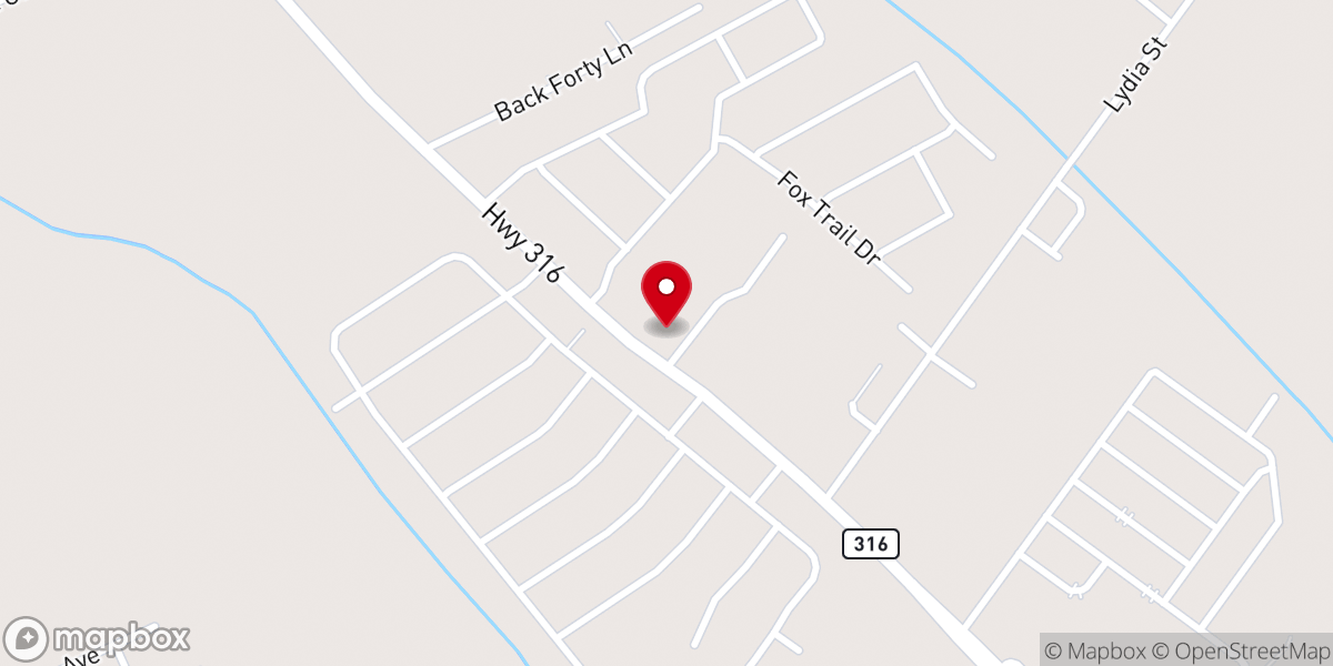 Map showing location of Bayou Blue Church