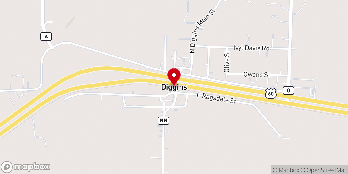 Map showing location of Diggins