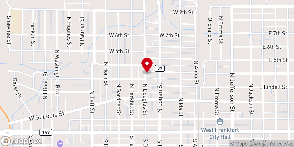 Map showing location of Glad Tidings Church