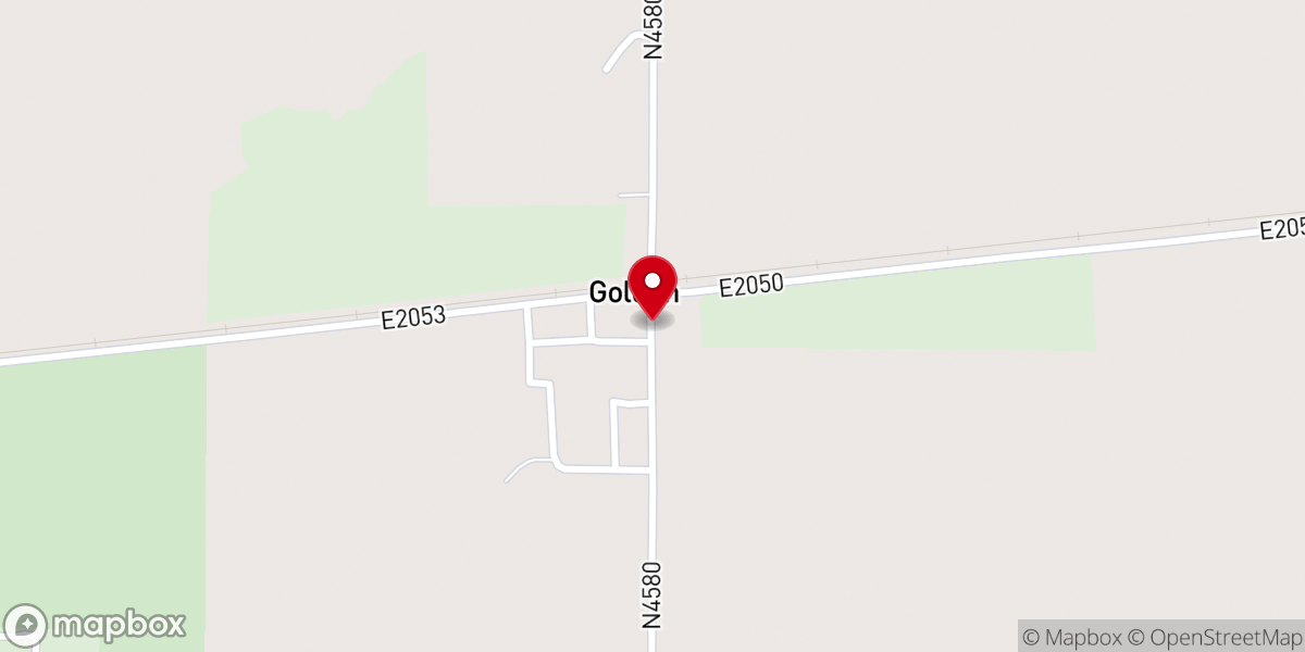 Map showing location of Golden Baptist Church