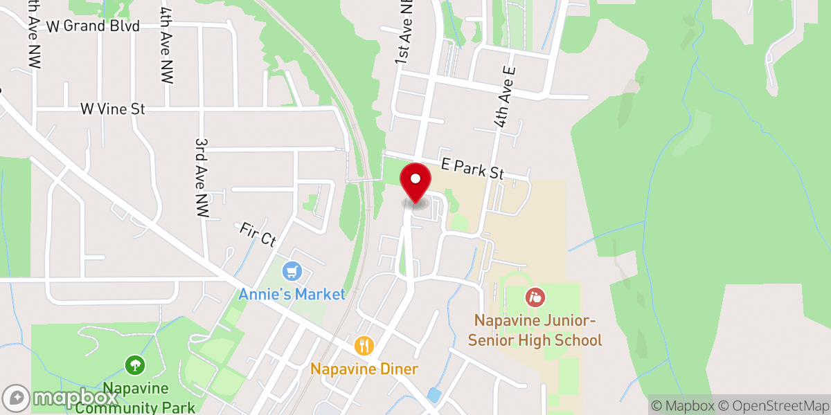 Map showing location of Napavine Assembly of God