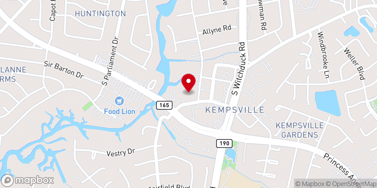 Map showing location of Kempsville Baptist Church
