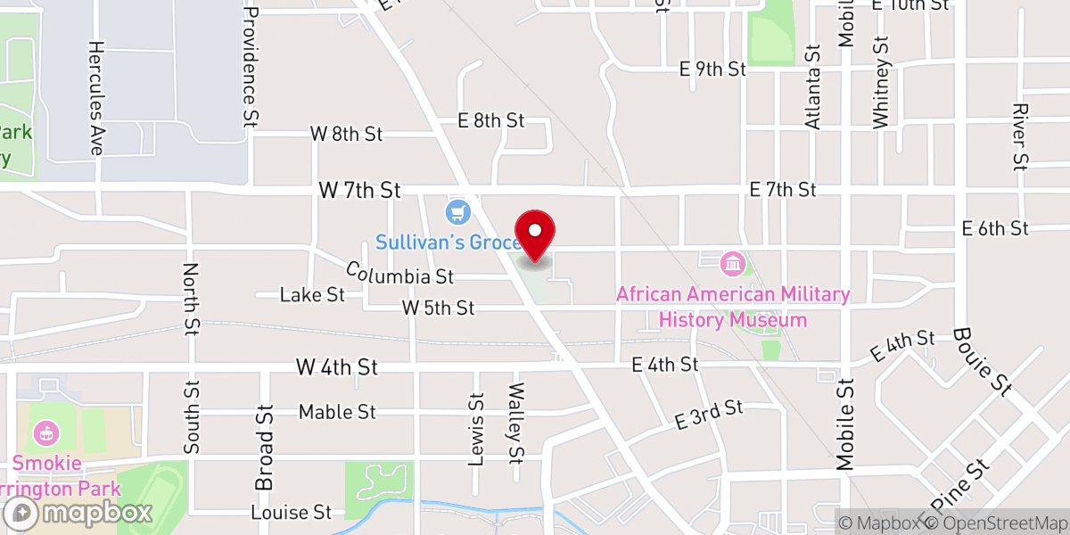 Map showing location of Mt Carmel Baptist Church