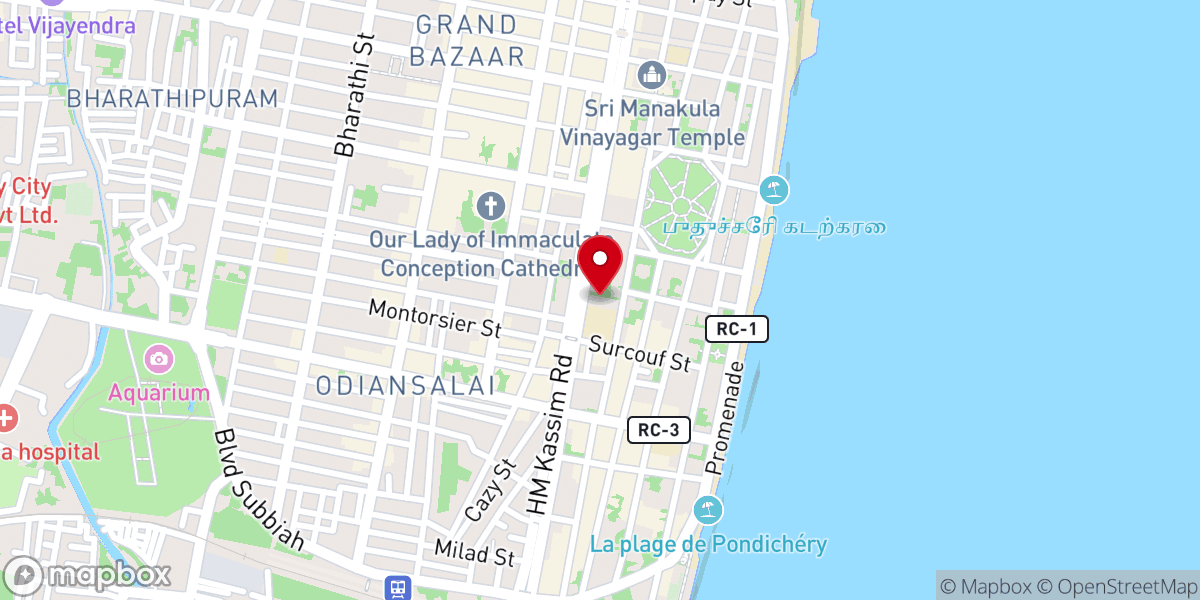 Map showing location of CSI St. John’s Church, Puducherry