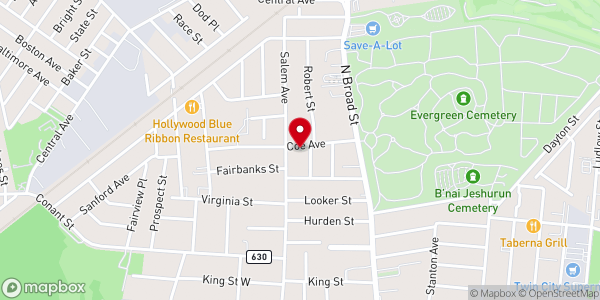 Map showing location of Hillside Presbyterian Church