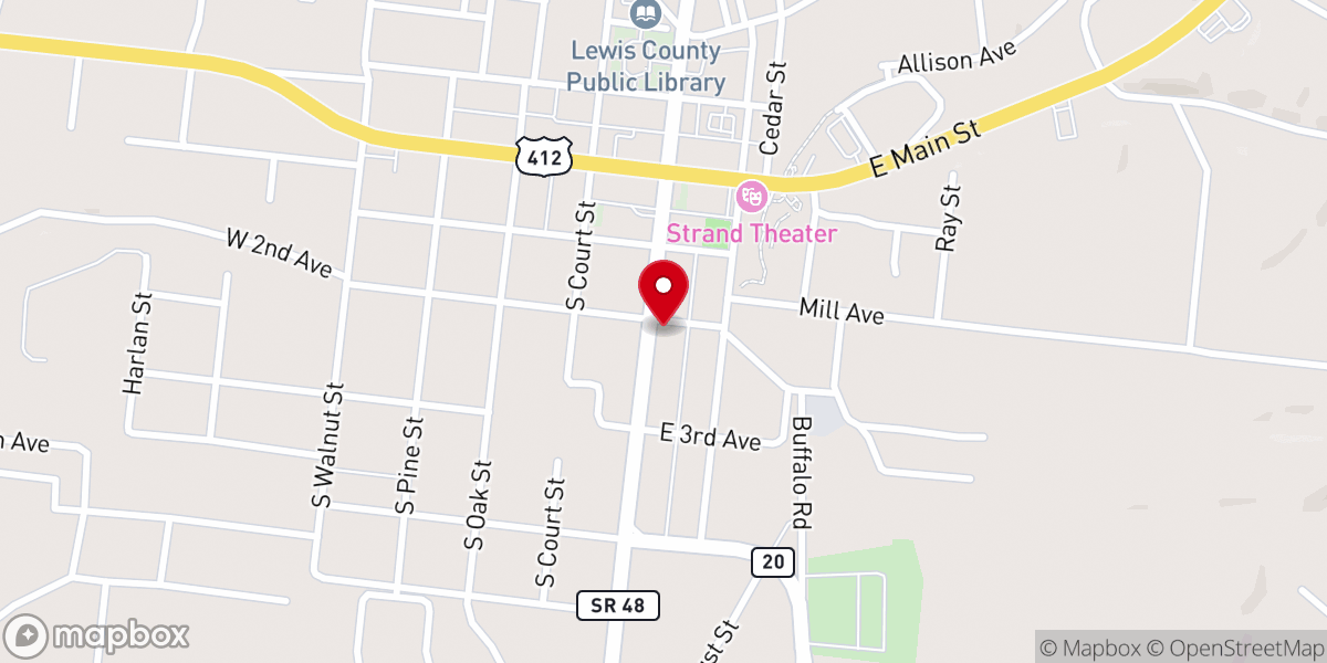 Map showing location of Cumberland Presbyterian Church