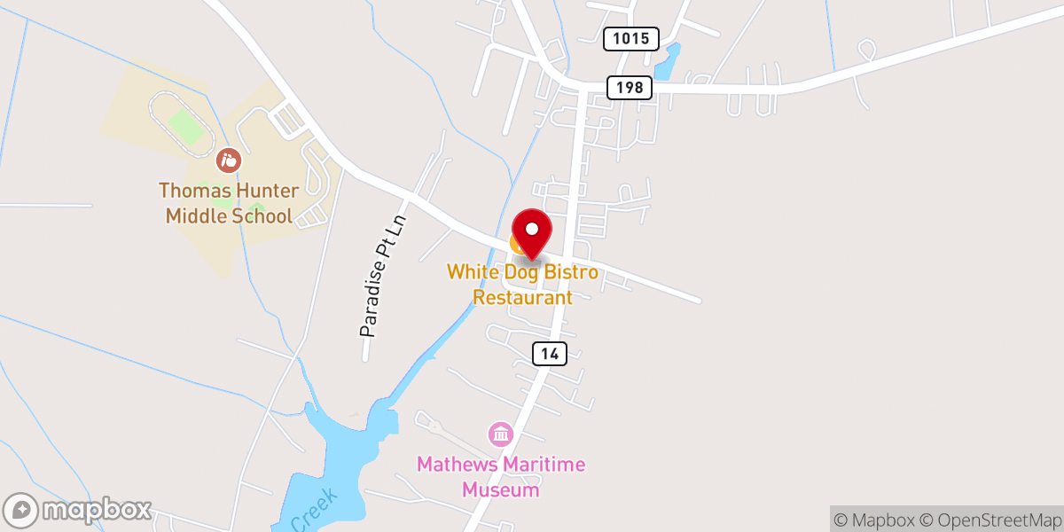 Map showing location of Mathews County Historic Courthouse