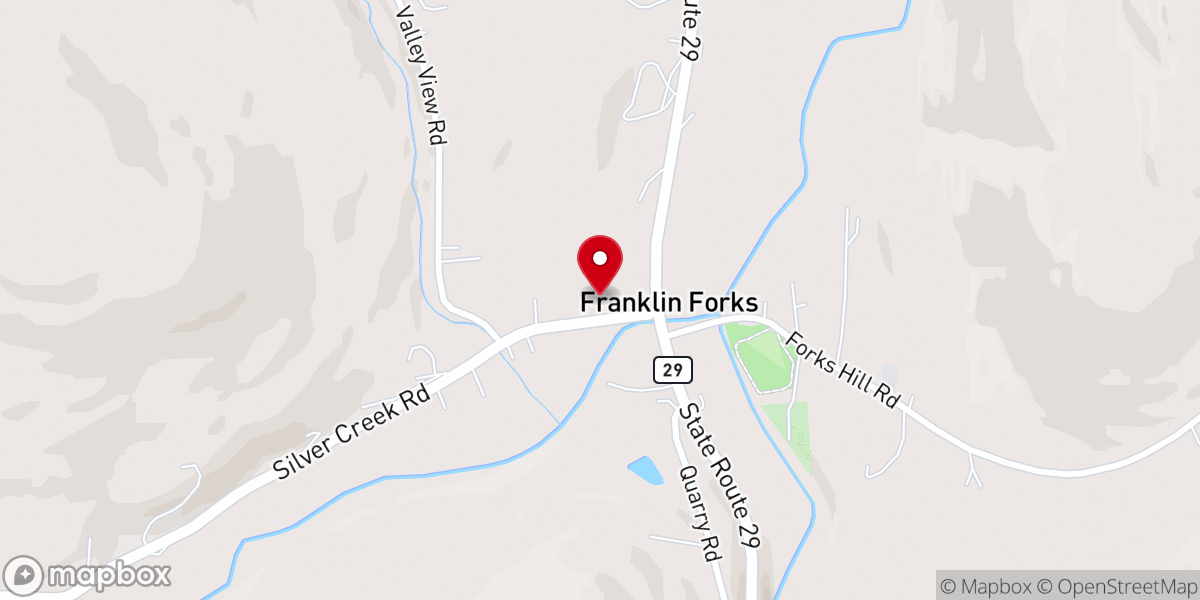 Map showing location of Franklin Forks United Methodist Church