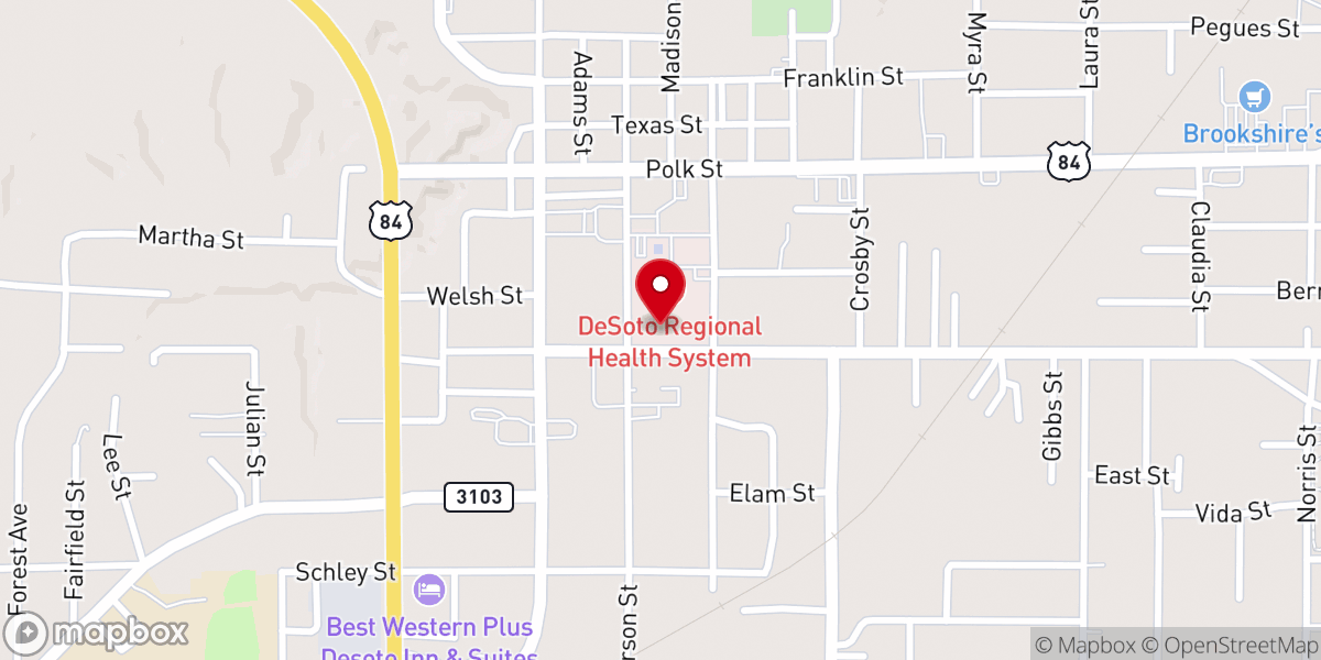 Map showing location of DeSoto Regional Health System