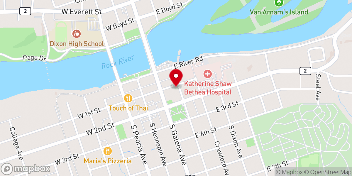 Map showing location of Church of the Nazarene
