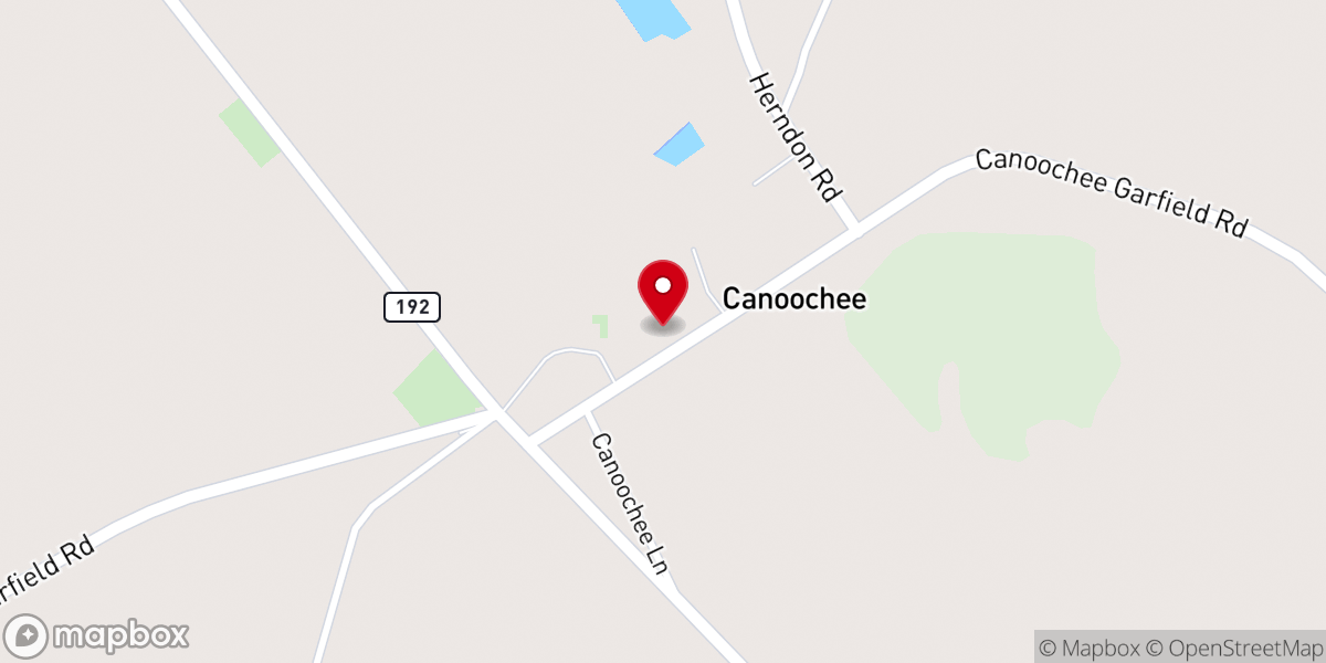 Map showing location of Canoochee Missionary Baptist Church