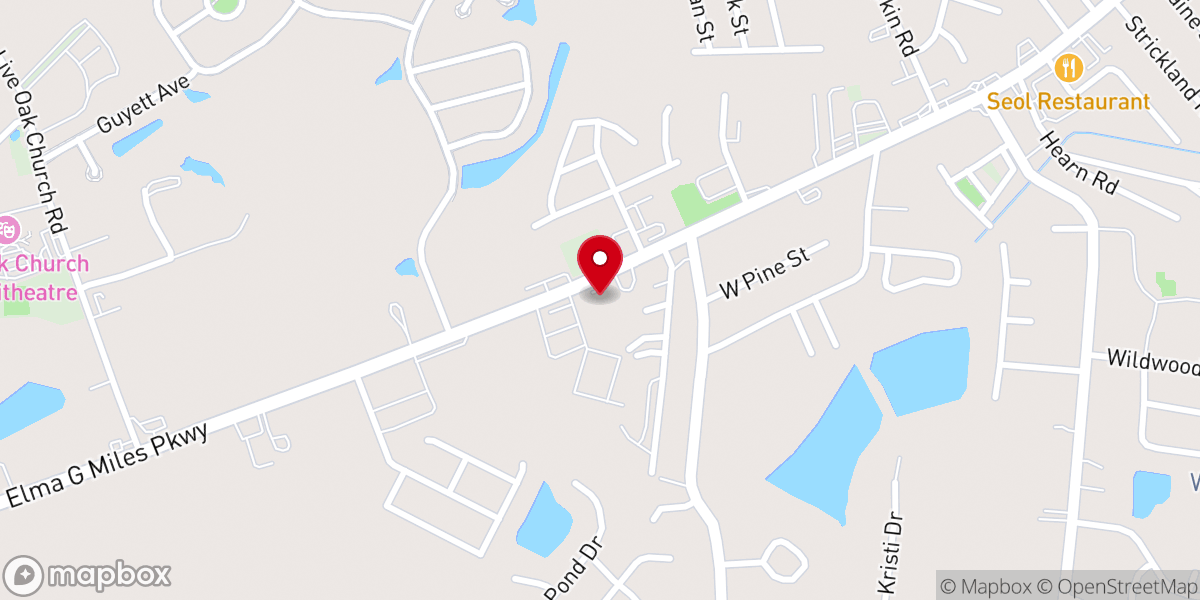 Map showing location of The First Korean Baptist Church of Hinesville