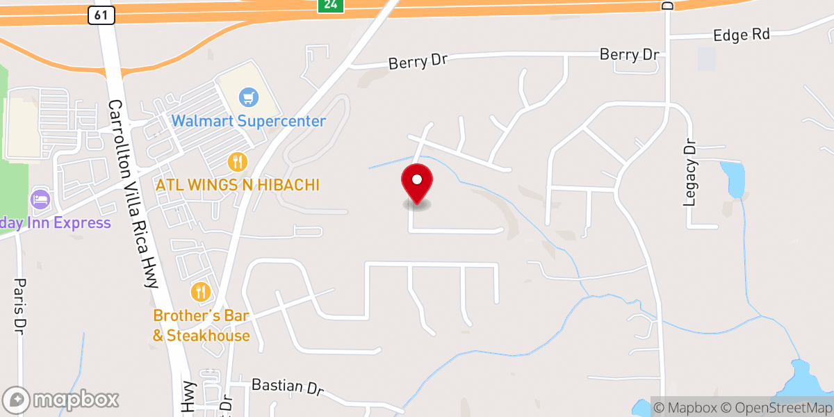 Map showing location of Mount Prospect Baptist Church of Villa Rica Inc