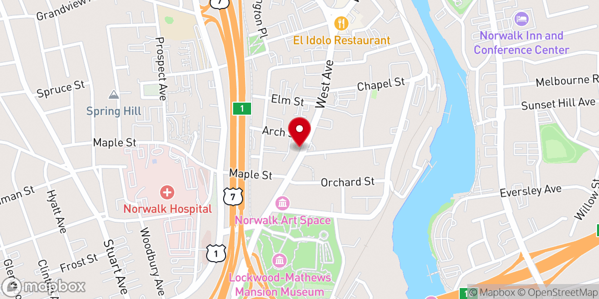 Map showing location of French Speaking Bible Church of Norwalk Connecticut