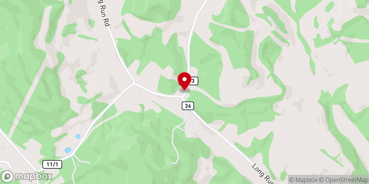 Map showing location of Long Run Church