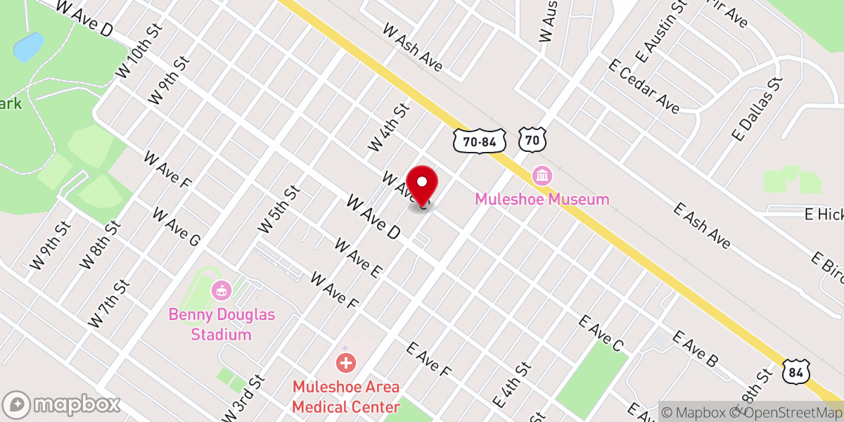 Map showing location of Muleshoe Journal