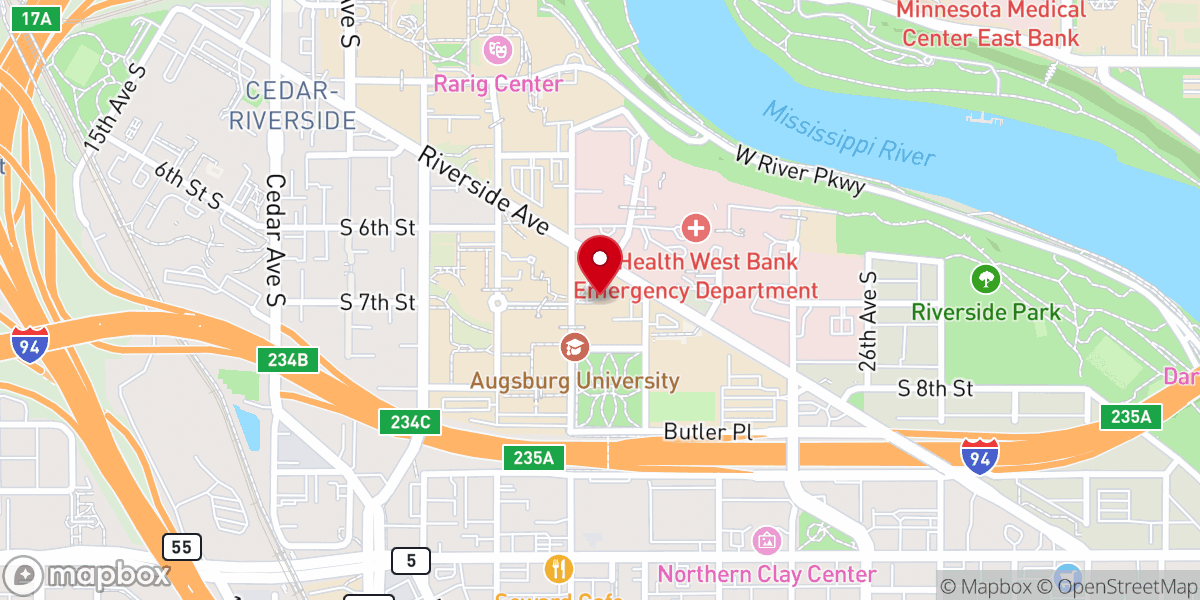 Map showing location of Augsburg College Hoversten Chapel