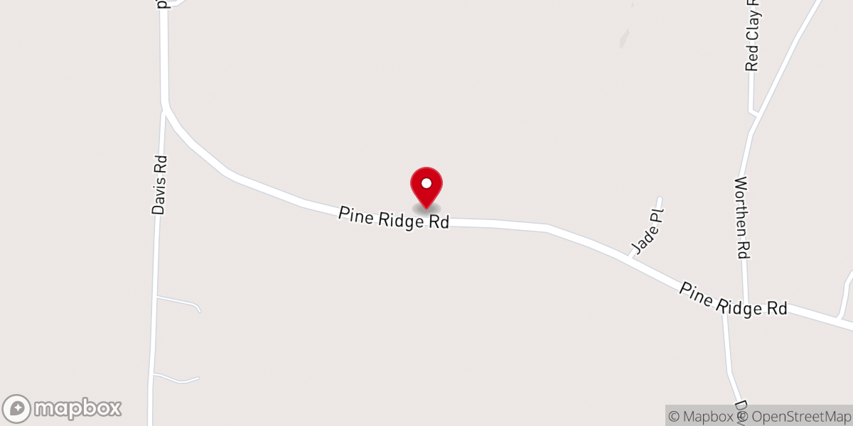 Map showing location of Pine Ridge Church