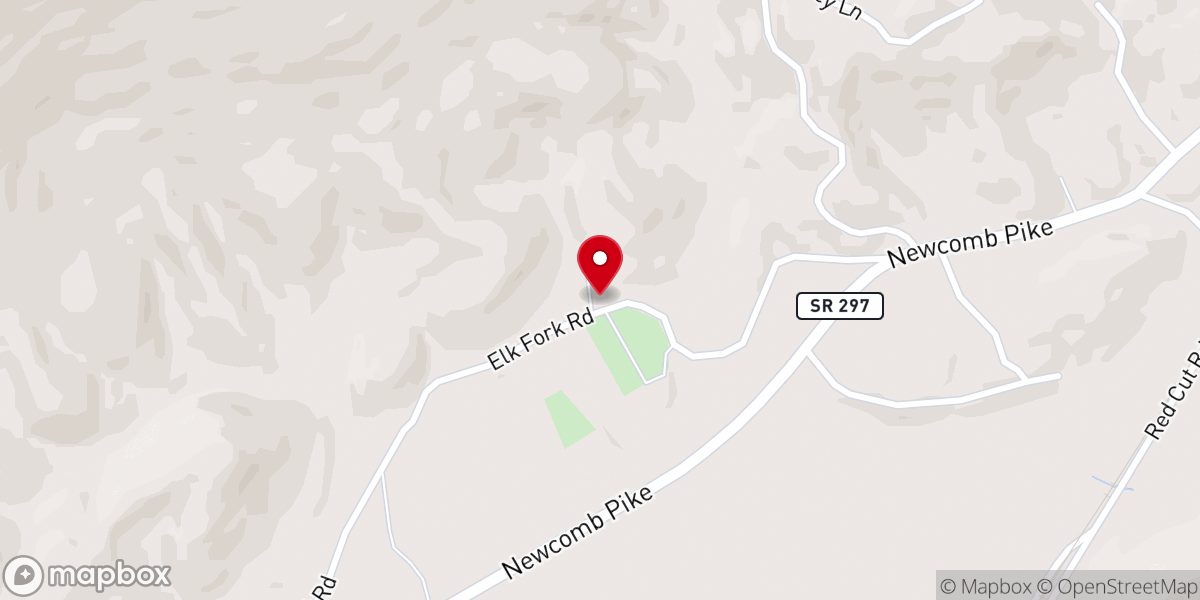 Map showing location of Elk Fork Baptist Church