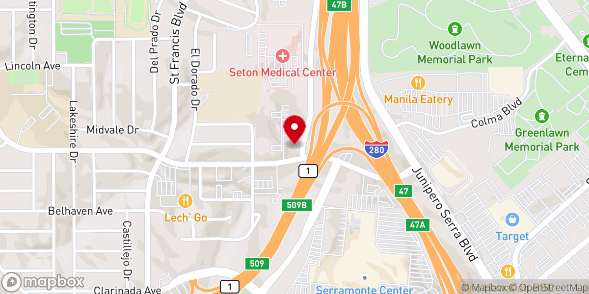 Map showing location of St Andrew's Catholic Church