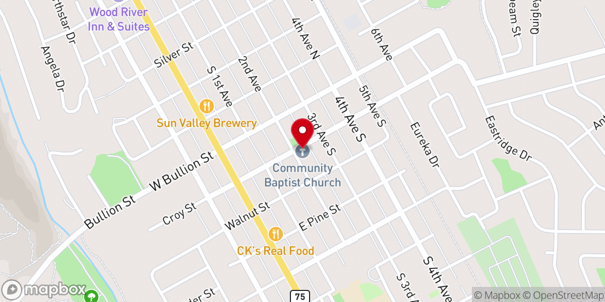 Map showing location of Community Baptist Church