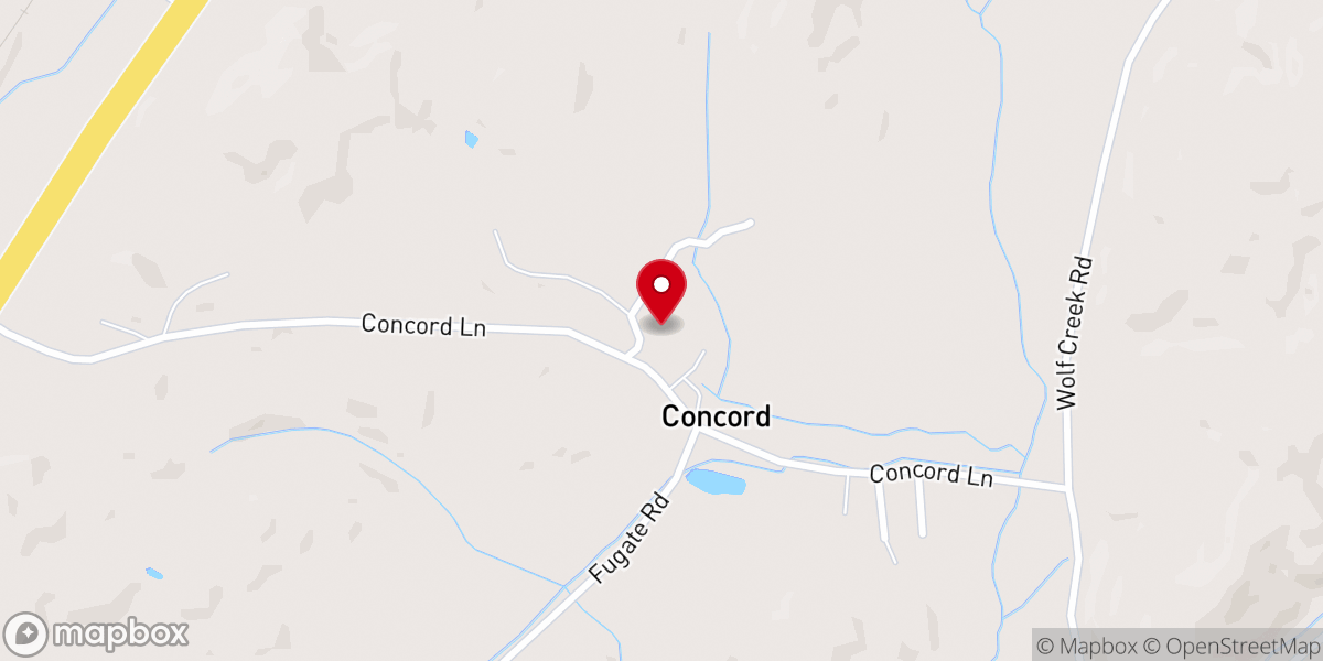 Map showing location of Concord Union Baptist Church