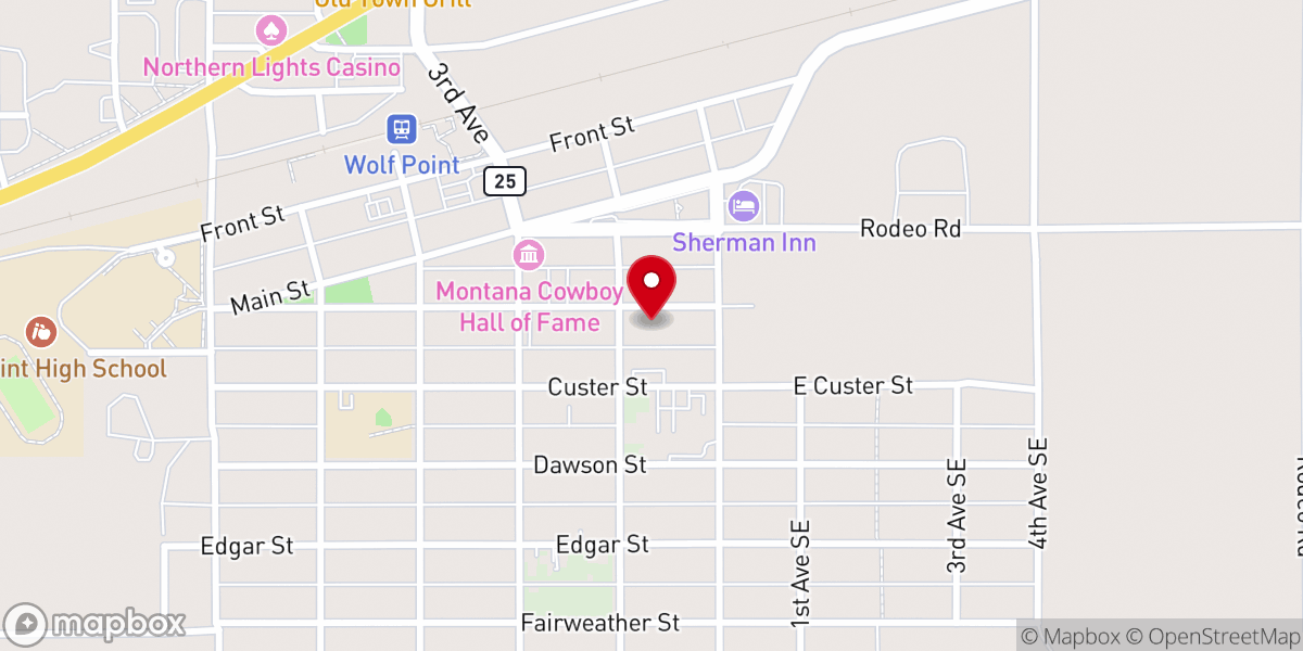Map showing location of Wolf Point Church of Christ